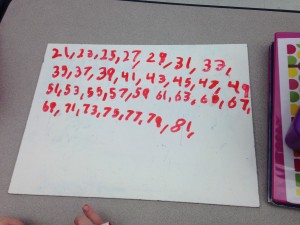 This student rolled a 1 and a 2 and decided to start at 21.